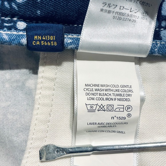 Polo Ralph Lauren Shorts Mens 36 Blue Patchwork Bandana Print Cotton Relaxed Fit - Picture 6 of 10